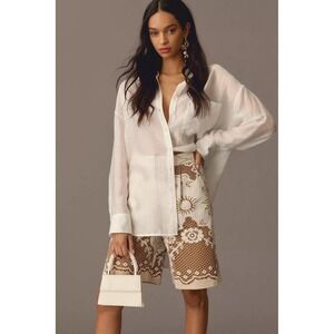 Anthro Beatrice .B Lace Bermuda Shorts Ivory Boho Coastal Grandma Chic $337 NEW